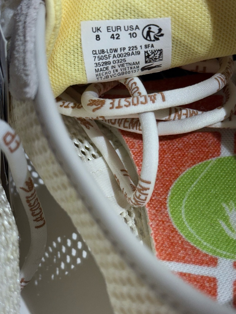 NWT FP Movement Lacoste Women’s Cream & Yellow Mesh Suede Club Low Sneakers - Picture 14 of 16